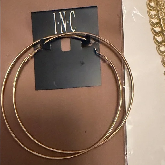 INC Hoop Earrings & Necklace - Picture 3 of 4